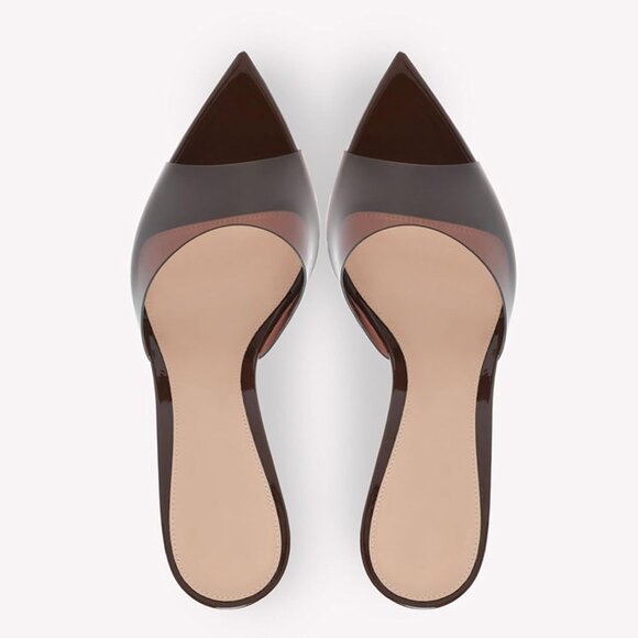 Women's Red Clear Slingback Stiletto Heels Sexy Dress Sandals Shoes Party - Picture 5 of 7